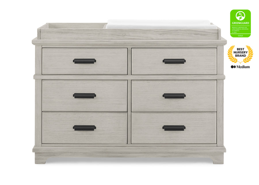 Rustic Mist (1373) 2-Asher 6 Drawer Dresser with Changing Top and Interlocking Drawers