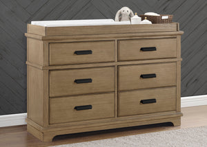 Rustic Acorn (1383) 0-Asher 6 Drawer Dresser with Changing Top and Interlocking Drawers