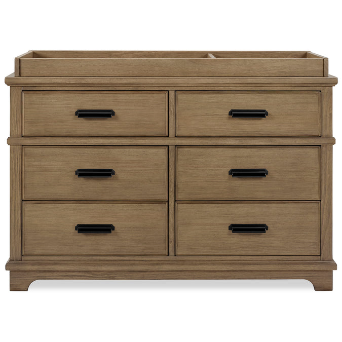 DCB: Aged Oak (845) 19-Asher 6 Drawer Dresser with Changing Top and Interlocking Drawers