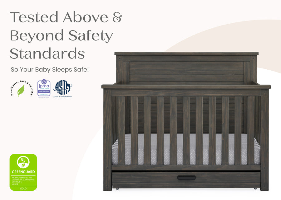 Rustic Grey (084) 9-Caden 6-in-1 Convertible Crib with Trundle Drawer