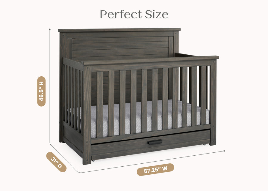 Rustic Grey (084) 8-Caden 6-in-1 Convertible Crib with Trundle Drawer