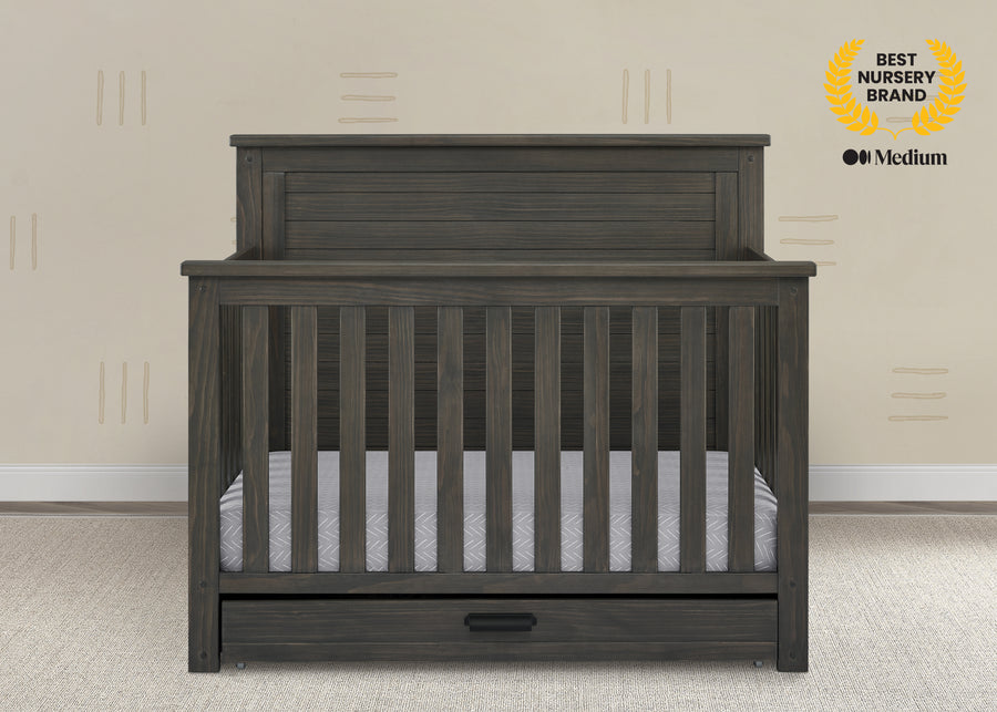 Rustic Grey (084) 2-Caden 6-in-1 Convertible Crib with Trundle Drawer
