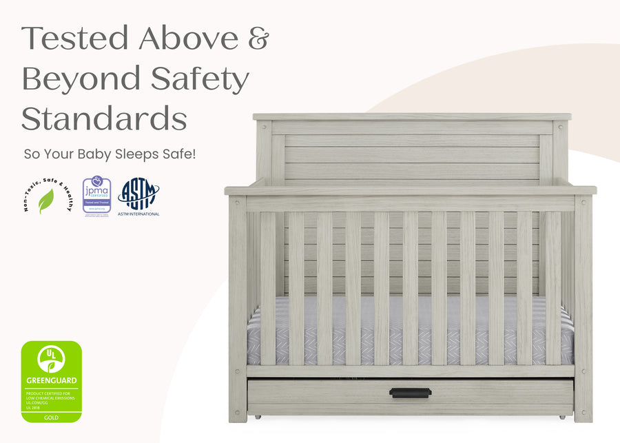 Rustic Mist (1373) 27-Caden 6-in-1 Convertible Crib with Trundle Drawer