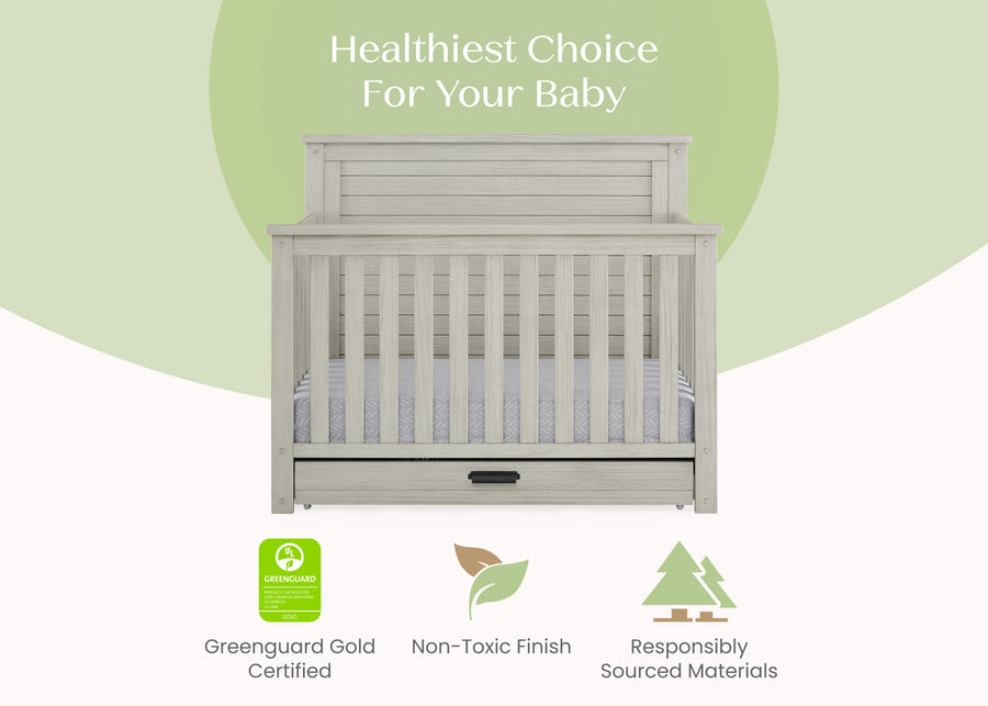 Rustic Mist (1373) 22-Caden 6-in-1 Convertible Crib with Trundle Drawer