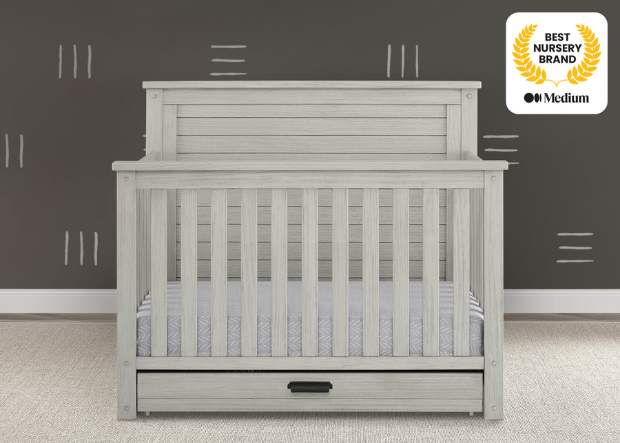 Rustic Mist (1373) 20-Caden 6-in-1 Convertible Crib with Trundle Drawer