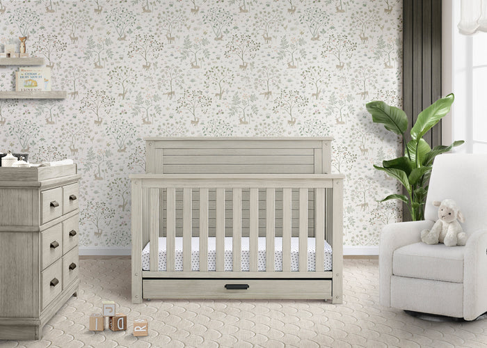Caden 6-in-1 Convertible Crib with Trundle DrawerRustic Mist (1373)