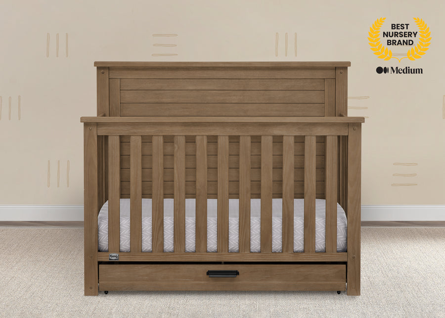 Aged Oak (845) 38-Caden 6-in-1 Convertible Crib with Trundle Drawer