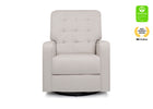 Gray recliner chair on a white background with GreenGuard and Best Nursery Medium labels. 11-Gavin Nursery Glider Swivel Recliner Featuring LiveSmart Fabric by Culp