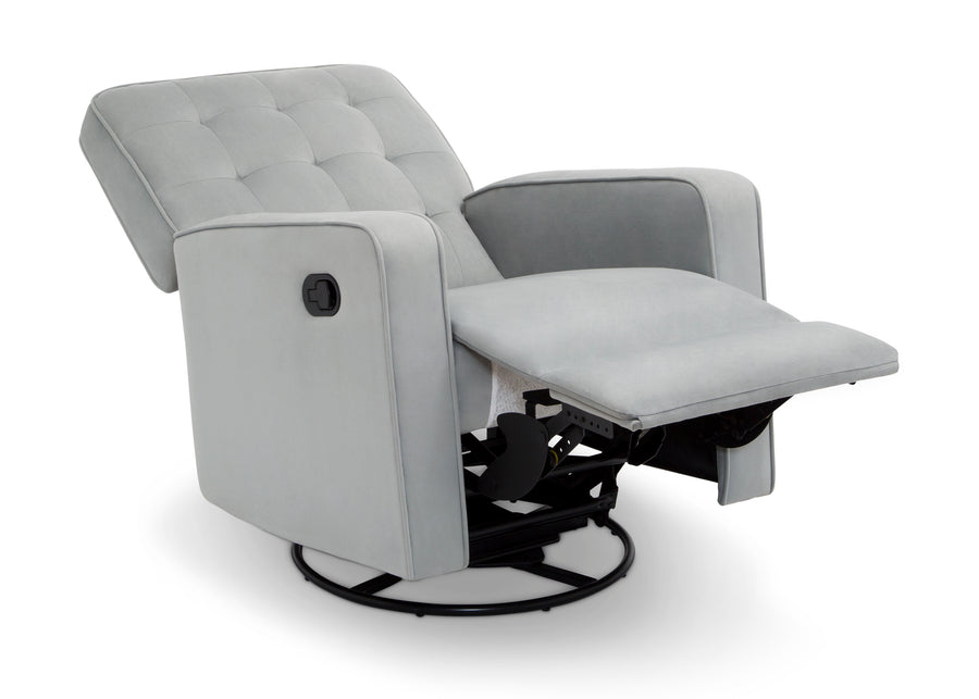 Gray recliner chair with adjustable mechanism on a white background 16-Gavin Nursery Glider Swivel Recliner Featuring LiveSmart Fabric by Culp