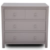 Gray dresser with four drawers on a white background 8-3 Drawer Dresser with Interlocking Drawers