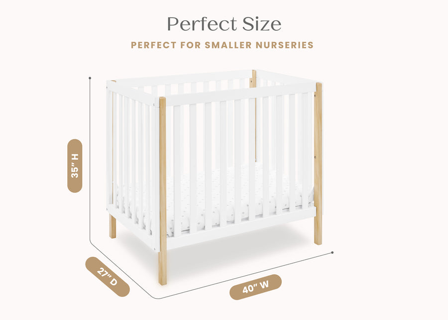 Bianca White with Natural (123) 7-Gio Mini Crib with 2.75-Inch Mattress