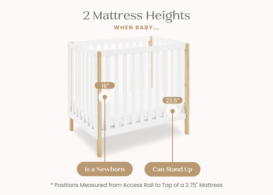 Bianca White with Natural (123) 4-Gio Mini Crib with 2.75-Inch Mattress