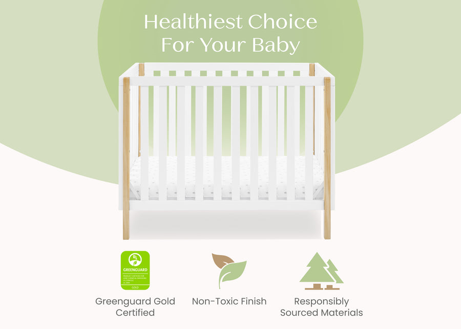 Bianca White with Natural (123) 3-Gio Mini Crib with 2.75-Inch Mattress
