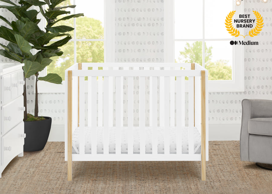 Bianca White with Natural (123) 2-Gio Mini Crib with 2.75-Inch Mattress