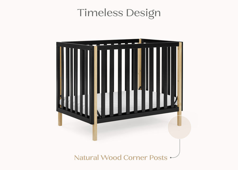 Ebony with Natural (1482) 17-Gio Mini Crib with 2.75-Inch Mattress