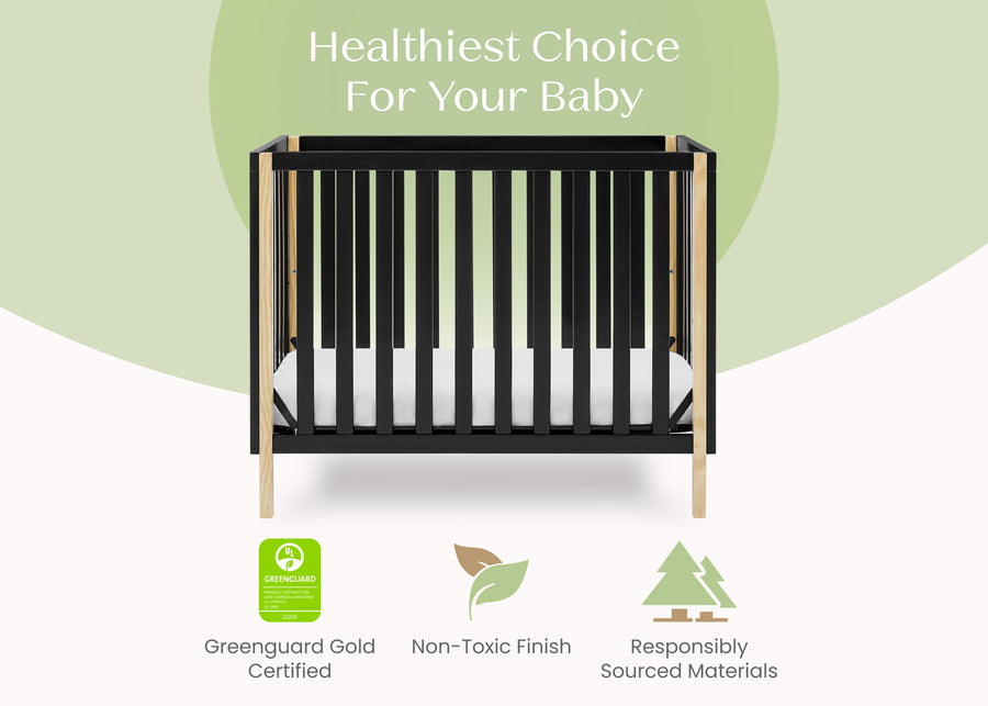 Ebony with Natural (1482) 15-Gio Mini Crib with 2.75-Inch Mattress
