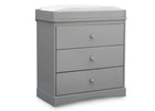 Grey (026) 3-Skylar 3 Drawer Dresser with Changing Top and Interlocking Drawers