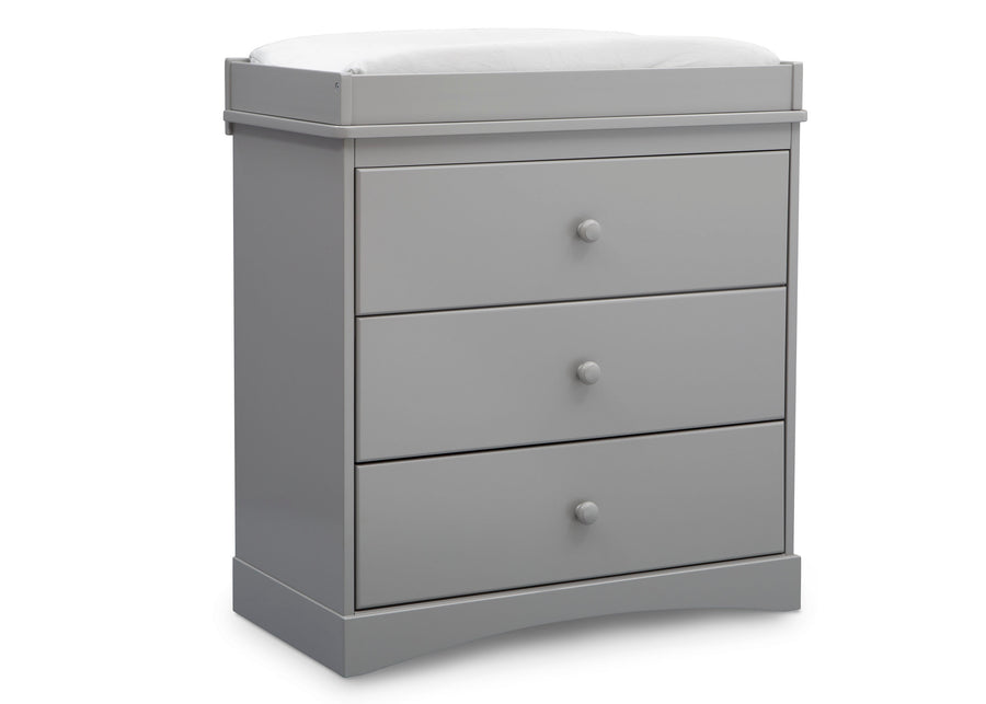 Grey (026) 3-Skylar 3 Drawer Dresser with Changing Top and Interlocking Drawers