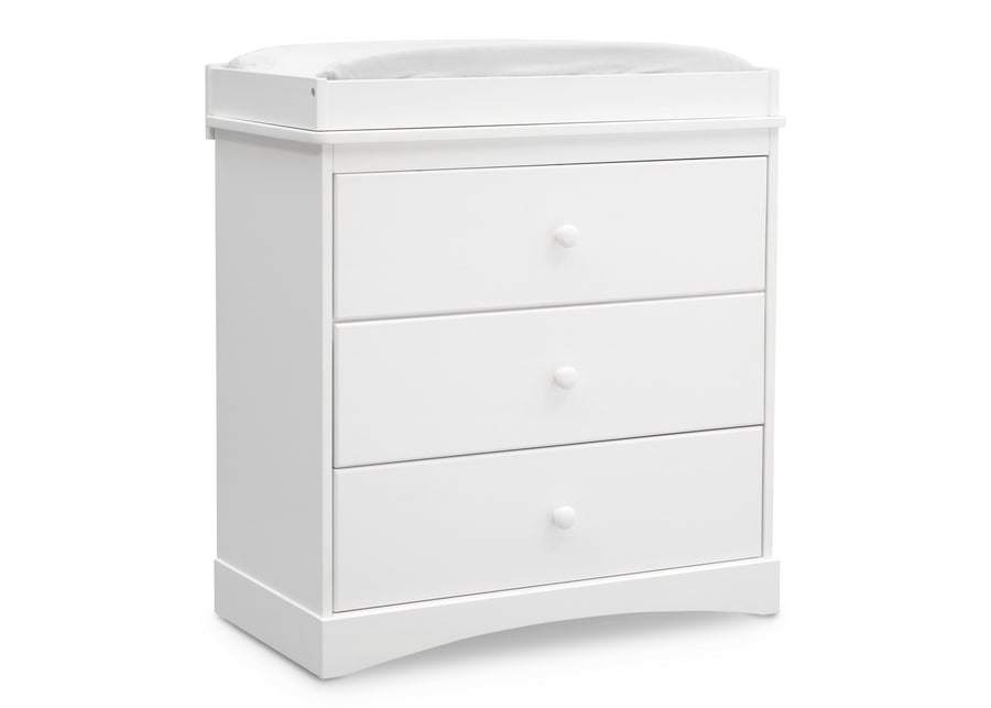 Bianca White (130) 11-Skylar 3 Drawer Dresser with Changing Top and Interlocking Drawers