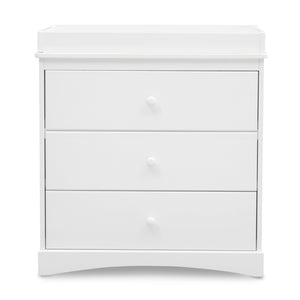 DCB: Bianca White (130) 23-Skylar 3 Drawer Dresser with Changing Top and Interlocking Drawers