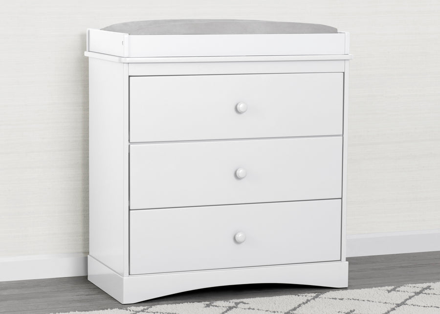 Bianca White (130) 9-Skylar 3 Drawer Dresser with Changing Top and Interlocking Drawers