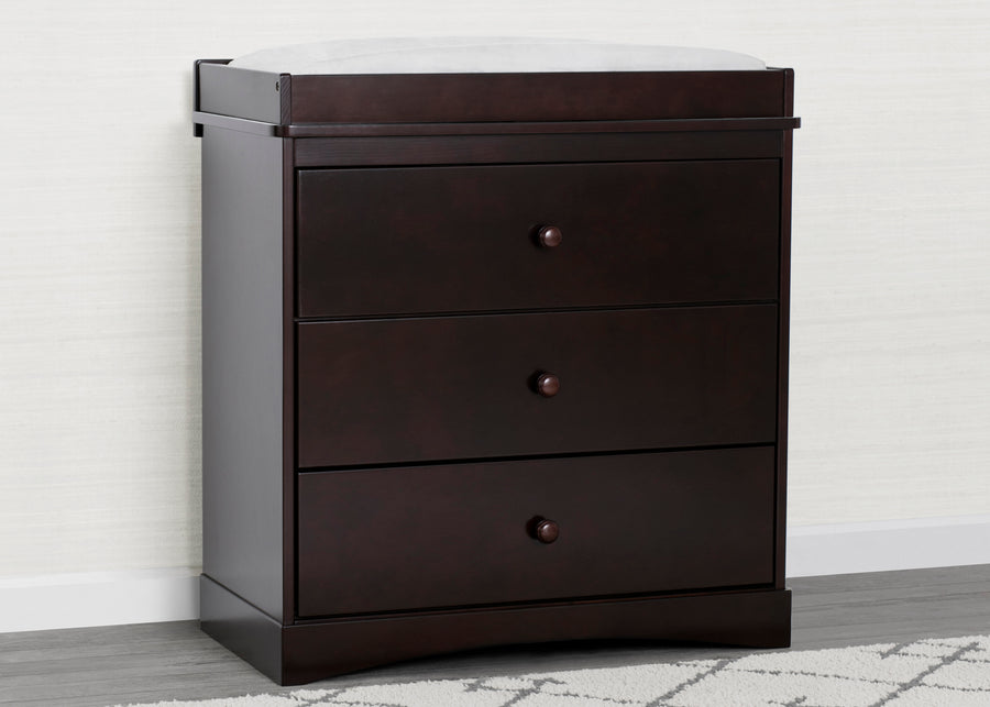 Dark Chocolate (207) 18-Skylar 3 Drawer Dresser with Changing Top and Interlocking Drawers