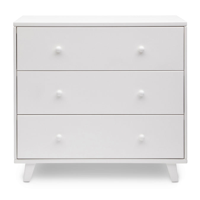 White (100) 4-Ava 3 Drawer Dresser with Changing Top and Interlocking Drawers