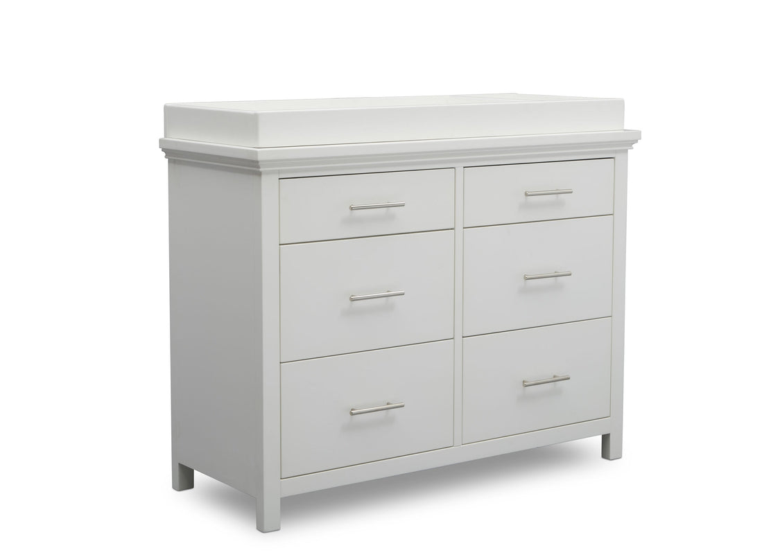 Simmons Kids Bianca White (130) Avery 6 Drawer Dresser with Changing Top, Right Silo View