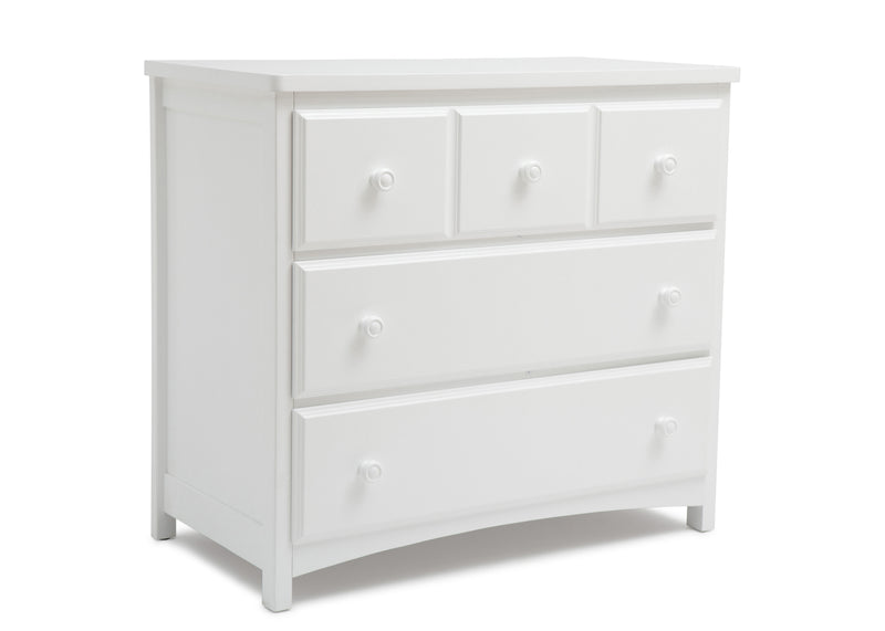 White dresser with four drawers on a white background 12-3 Drawer Dresser with Interlocking Drawers