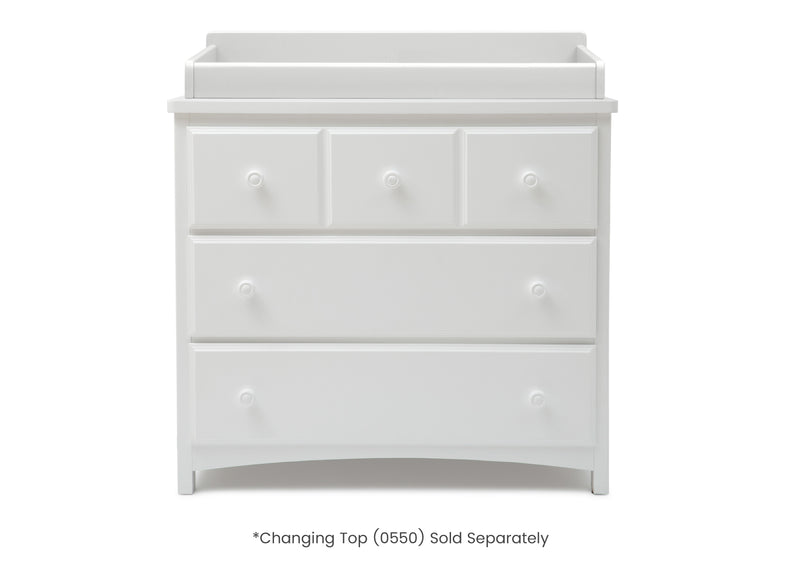 White dresser with four drawers on a white background 14-3 Drawer Dresser with Interlocking Drawers