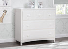 White dresser in a room with decorative elements and a window. 22-3 Drawer Dresser with Interlocking Drawers