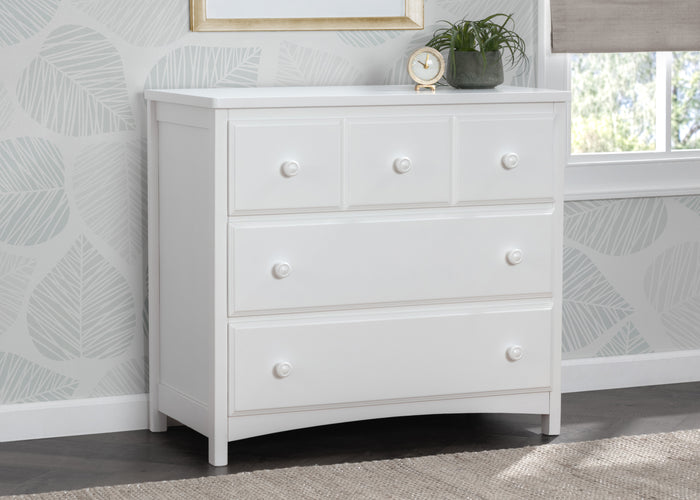 3 Drawer Dresser with Interlocking DrawersBianca White (130)