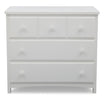 White dresser with four drawers on a white background 16-3 Drawer Dresser with Interlocking Drawers
