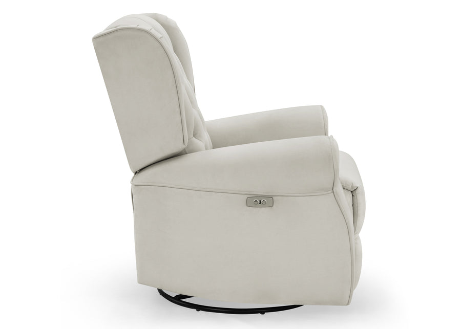 Light Grey Velvet (1484) 5-Emmie Electronic Power Recliner and Swivel Glider with USB Port in LiveSmart Performance Fabric