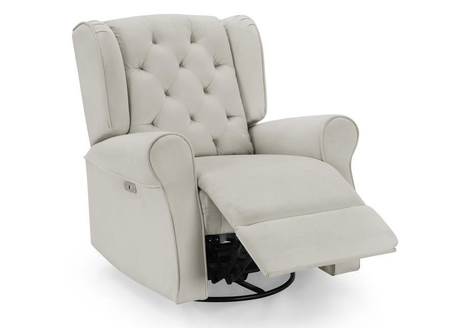 Light Grey Velvet (1484) 4-Emmie Electronic Power Recliner and Swivel Glider with USB Port in LiveSmart Performance Fabric