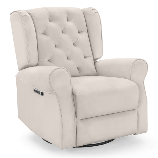 DCB: Linen (150) 21-Emmie Electronic Power Recliner and Swivel Glider with USB Port in LiveSmart Performance Fabric