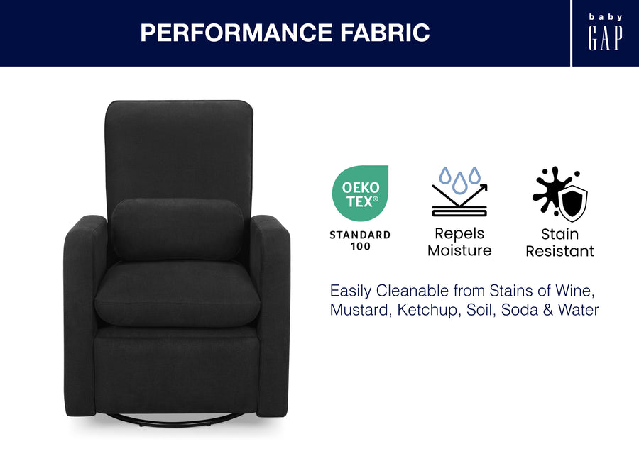 Jet Black (1487) 13-Cloud Recliner and Swivel Glider with Stain-Resistant Performance Fabric