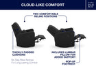 Jet Black (1487) 12-Cloud Recliner and Swivel Glider with Stain-Resistant Performance Fabric