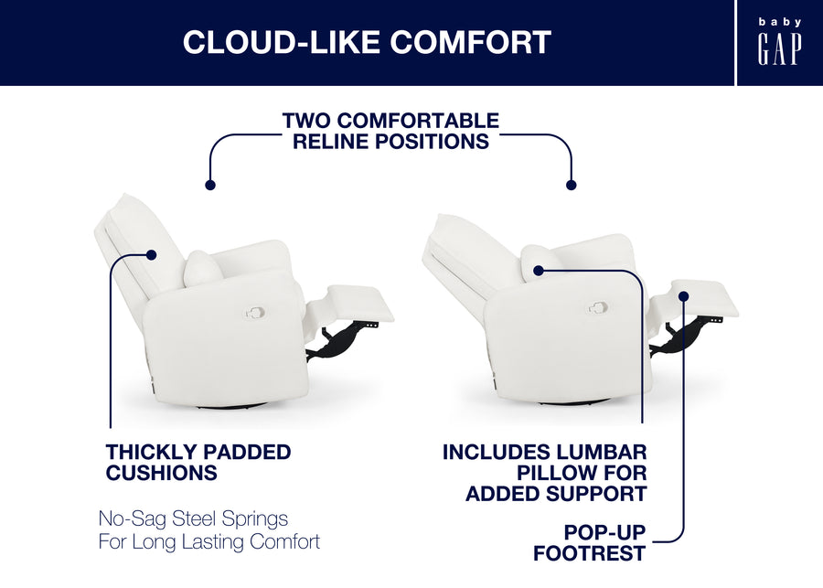 Arctic White (767) 32-Cloud Recliner and Swivel Glider with Stain-Resistant Performance Fabric
