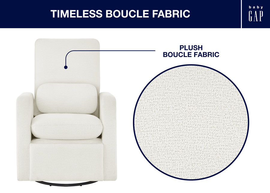 White Boucle (1539) 28-Cloud Recliner and Swivel Glider with Stain-Resistant Performance Fabric