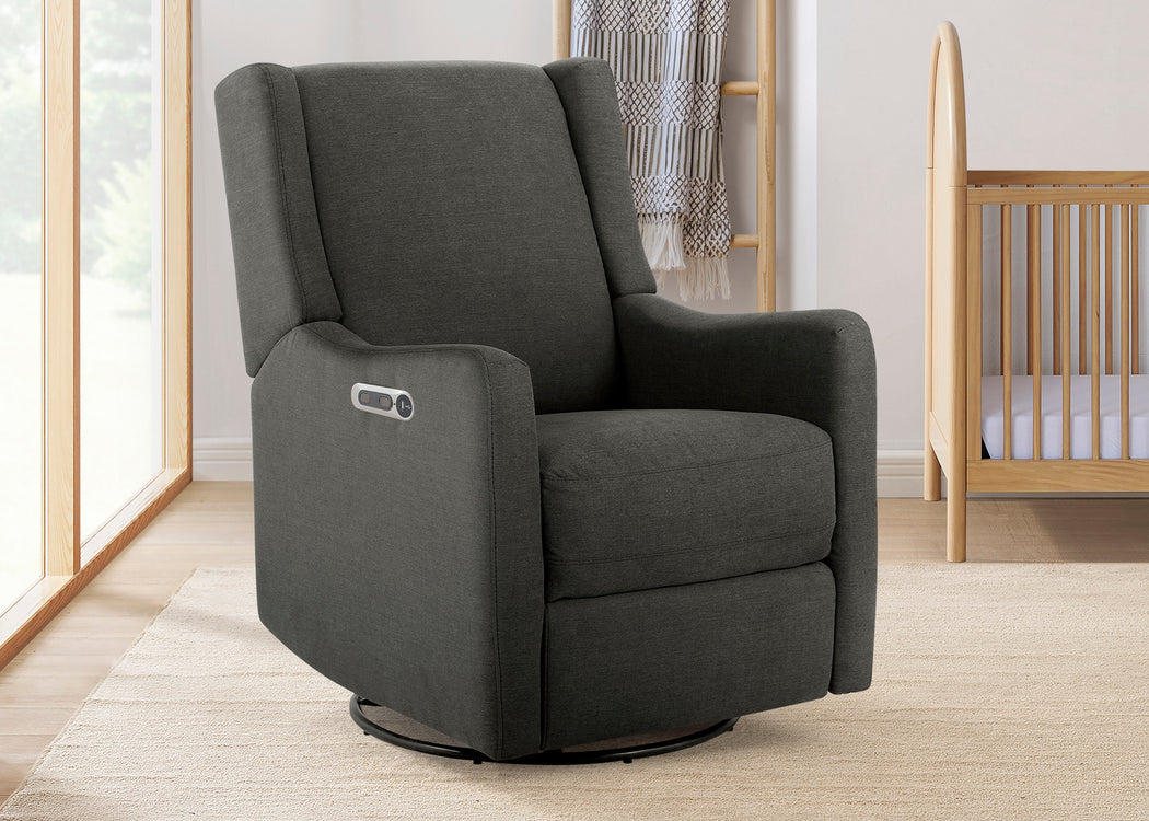 Mercer Electronic Power Recliner and Swivel Glider with USB-A and Type-C Ports in Stain-Resistant Performance FabricDark Grey (1455)
