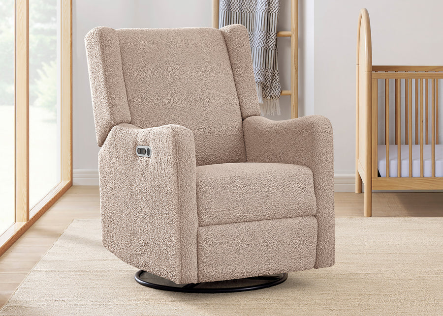 Sand Sherpa (1561) 7-Mercer Electronic Power Recliner and Swivel Glider with USB-A and Type-C Ports in Stain-Resistant Performance Fabric