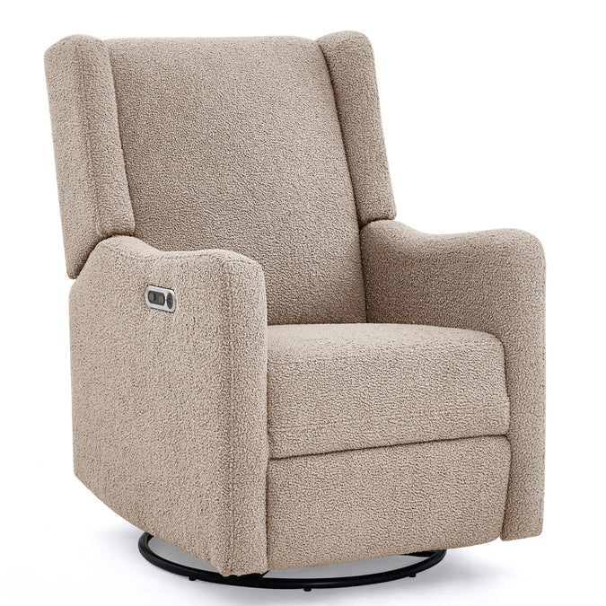 DCB: Sand Sherpa (1561) 12-Mercer Electronic Power Recliner and Swivel Glider with USB-A and Type-C Ports in Stain-Resistant Performance Fabric