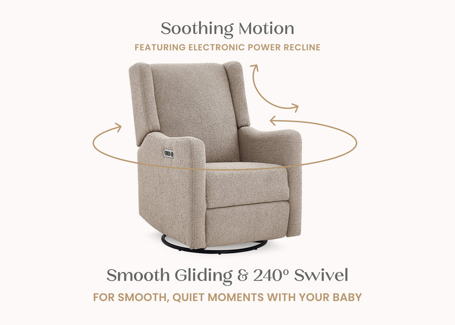 Sand Sherpa (1561) 22-Mercer Electronic Power Recliner and Swivel Glider with USB-A and Type-C Ports in Stain-Resistant Performance Fabric