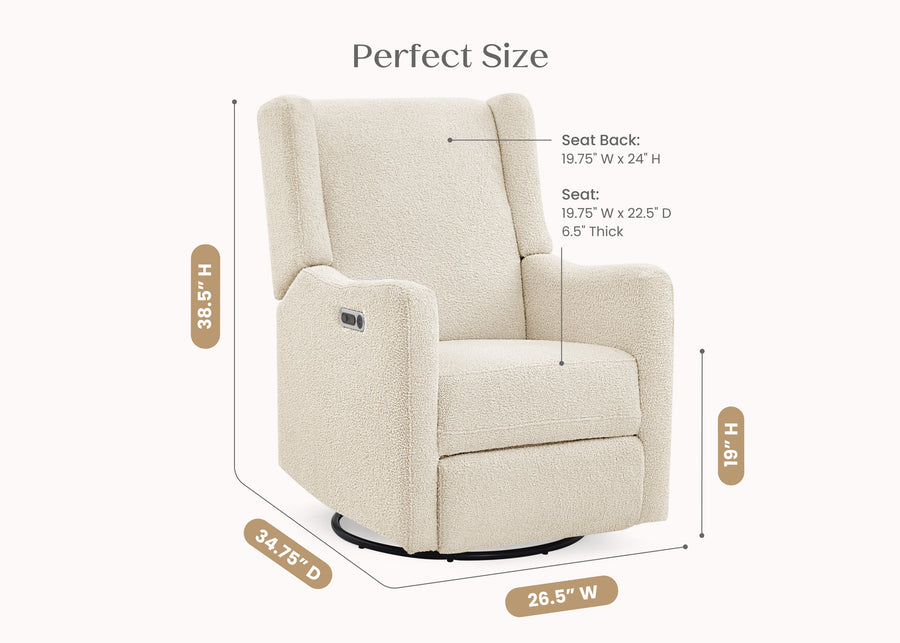 Shell Sherpa (1562) 53-Mercer Electronic Power Recliner and Swivel Glider with USB-A and Type-C Ports in Stain-Resistant Performance Fabric
