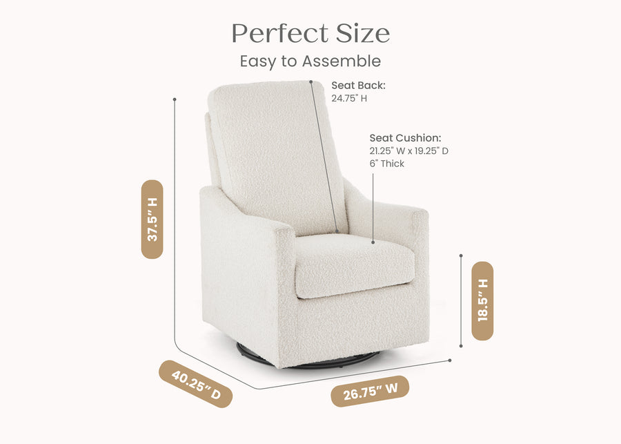 Ivory (1556) 7-Andie Boucle Nursery Glider Swivel Chair
