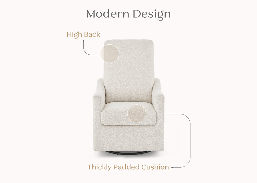 Ivory (1556) 8-Andie Boucle Nursery Glider Swivel Chair
