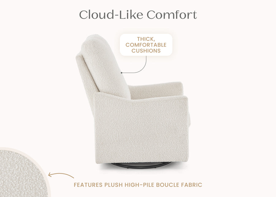 Ivory (1556) 5-Andie Boucle Nursery Glider Swivel Chair