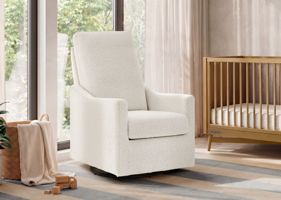 Ivory (1556) 1-Andie Boucle Nursery Glider Swivel Chair