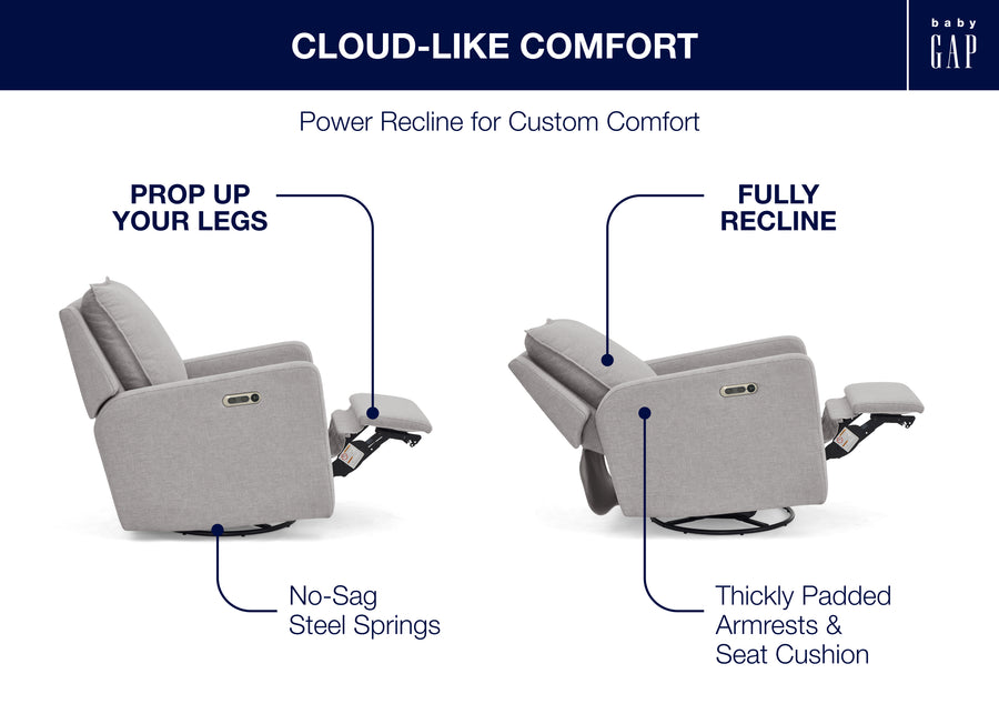 Ash (1547) 18-babyGap Harlowe Power Recliner and Swivel Glider with USB-A and Type-C Ports in Stain-Resistant Performance Fabric